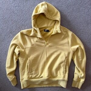 Zyia Active Womens Yellow Quarter Zip Hoodie French Terry Sweatshirt Size S